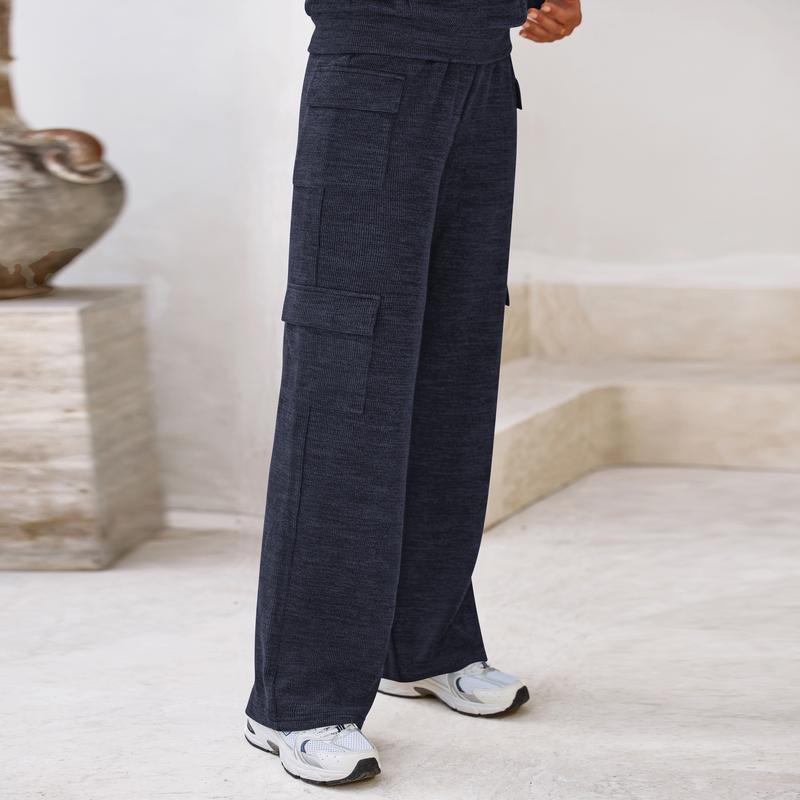 SCULPTD Two-Piece Knitted Set – Breathable Hoodie + Wide-Leg Pants